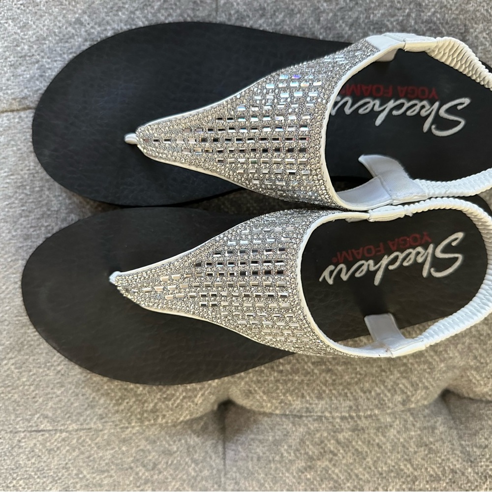Caparros Silver and Black Sandals with Mesh Design